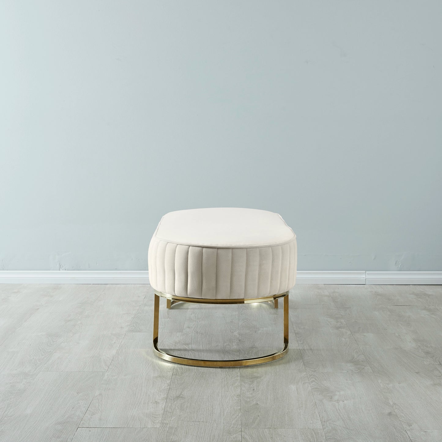 Large Velvet Ottoman Cream