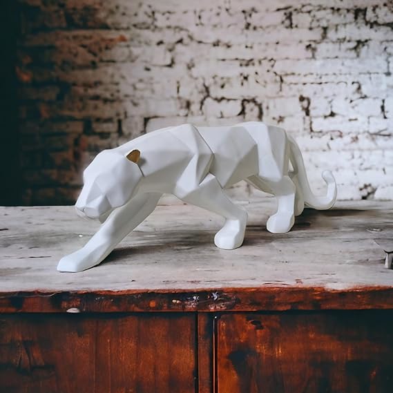 Prestige Regal Geometric Panther Resin Sculpture For Living Room Or Office