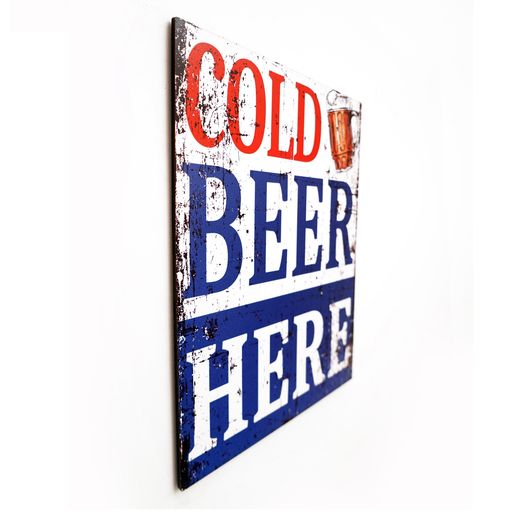 Cold Beer Here Rustic Wooden Sign Board Wall Art