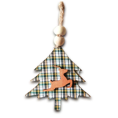 Multicolor Tree with Buffalo Print and Reindeer Ornament