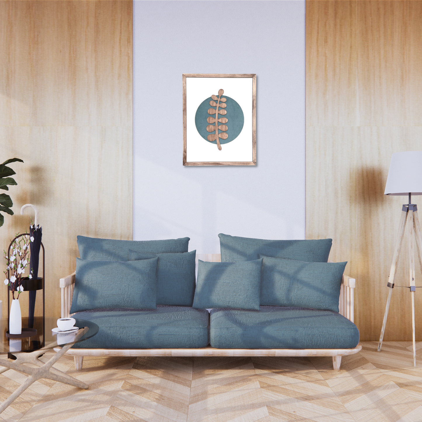 Botanical Modern Wooden Wall Frame Art Green