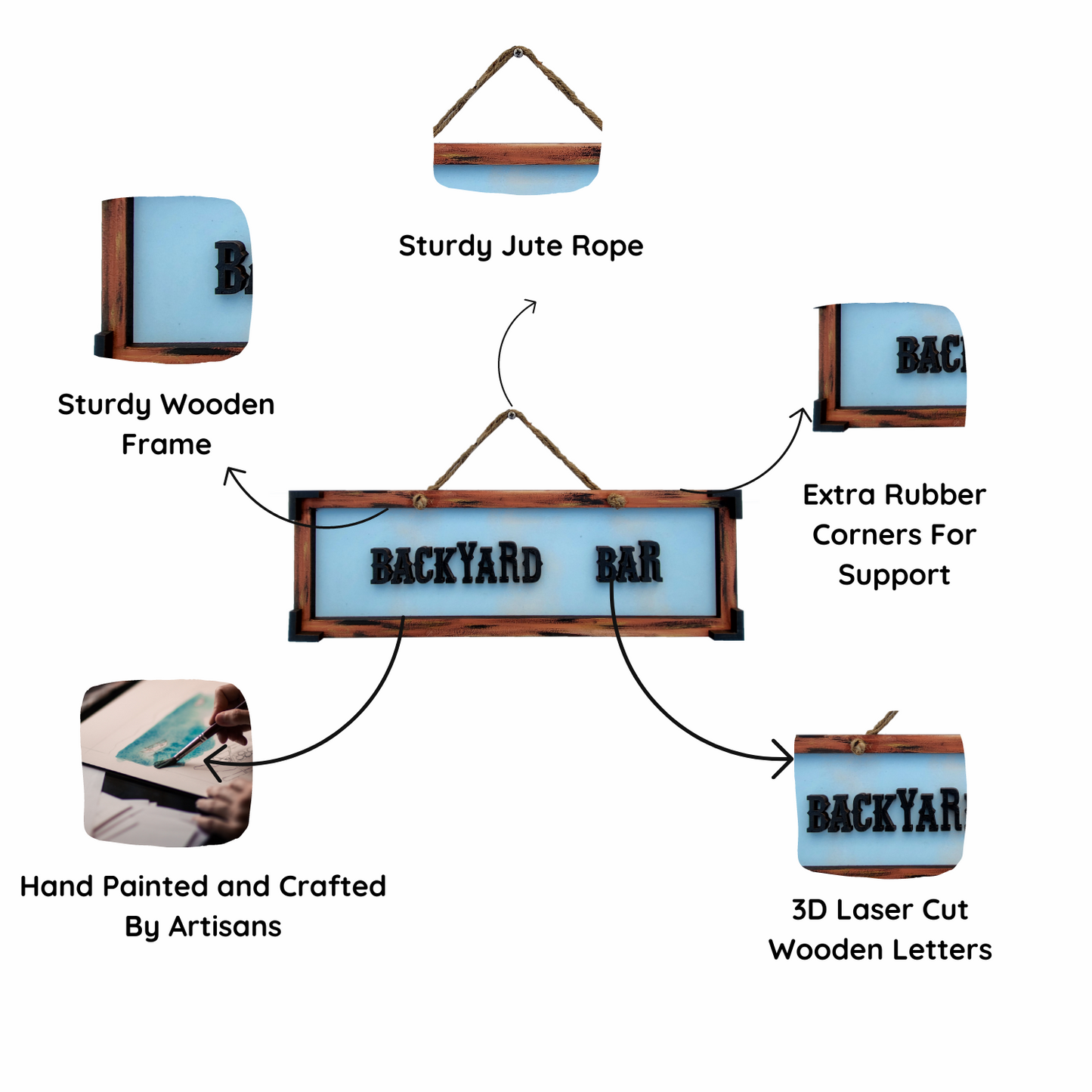 Backyard Bar 3D Letter Wooden Signage