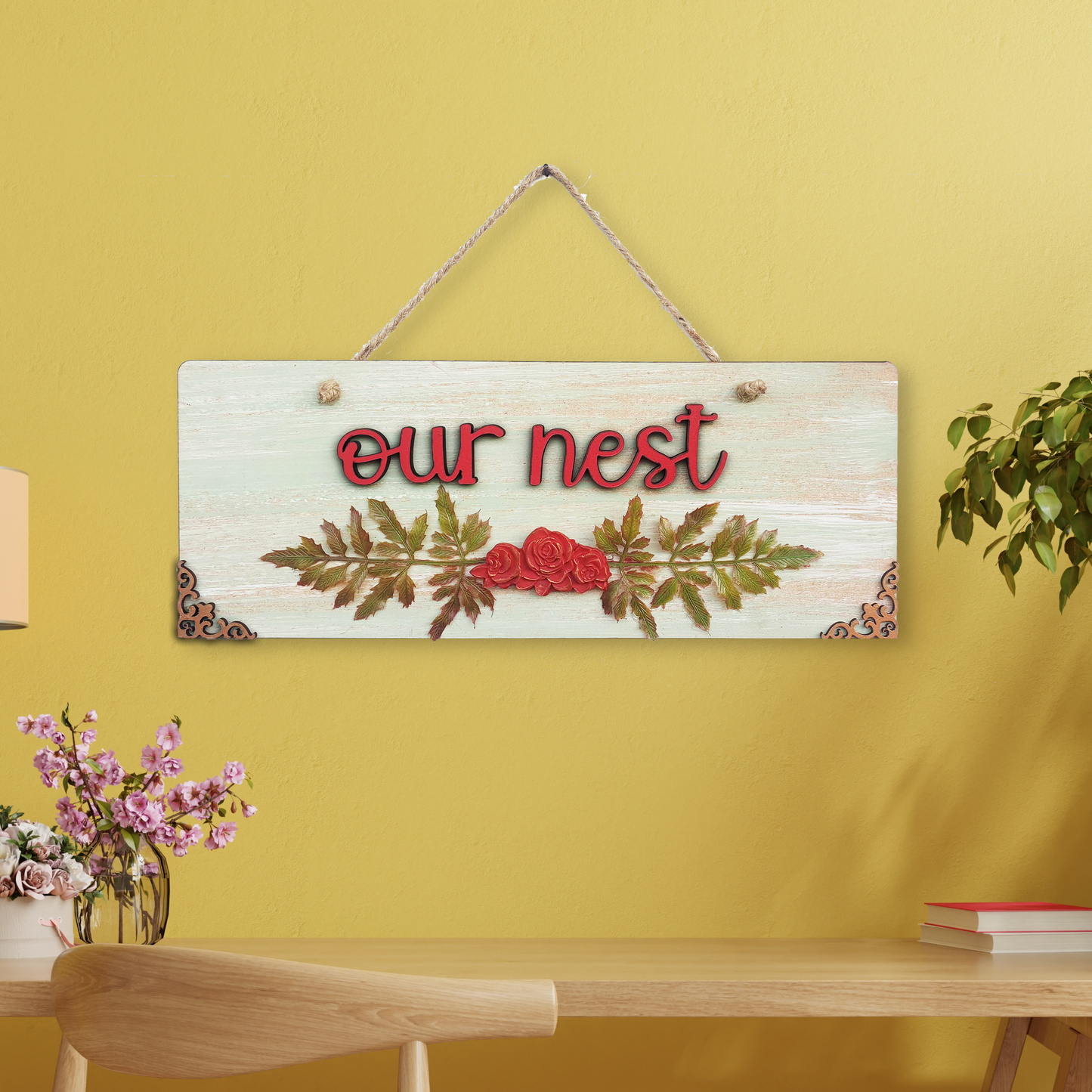 Our Nest Quote Rustic Vintage Wooden Door or Wall Hanging