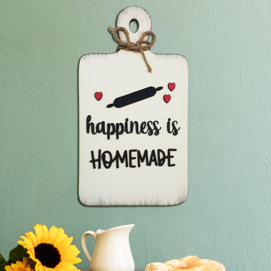 Happiness is Homemade Chop Board Wooden Wall Art for Kitchen, Café, and Restaurant