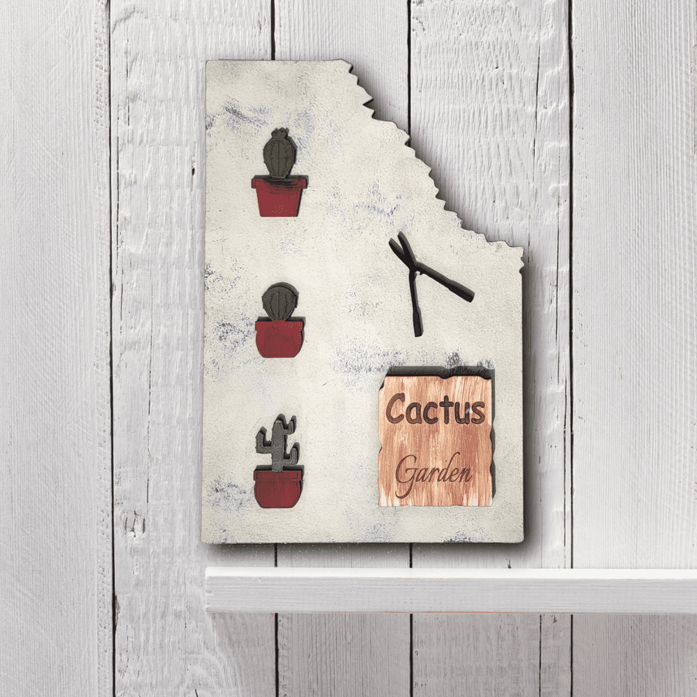 3D Rustic Cactus Garden Wall Decor