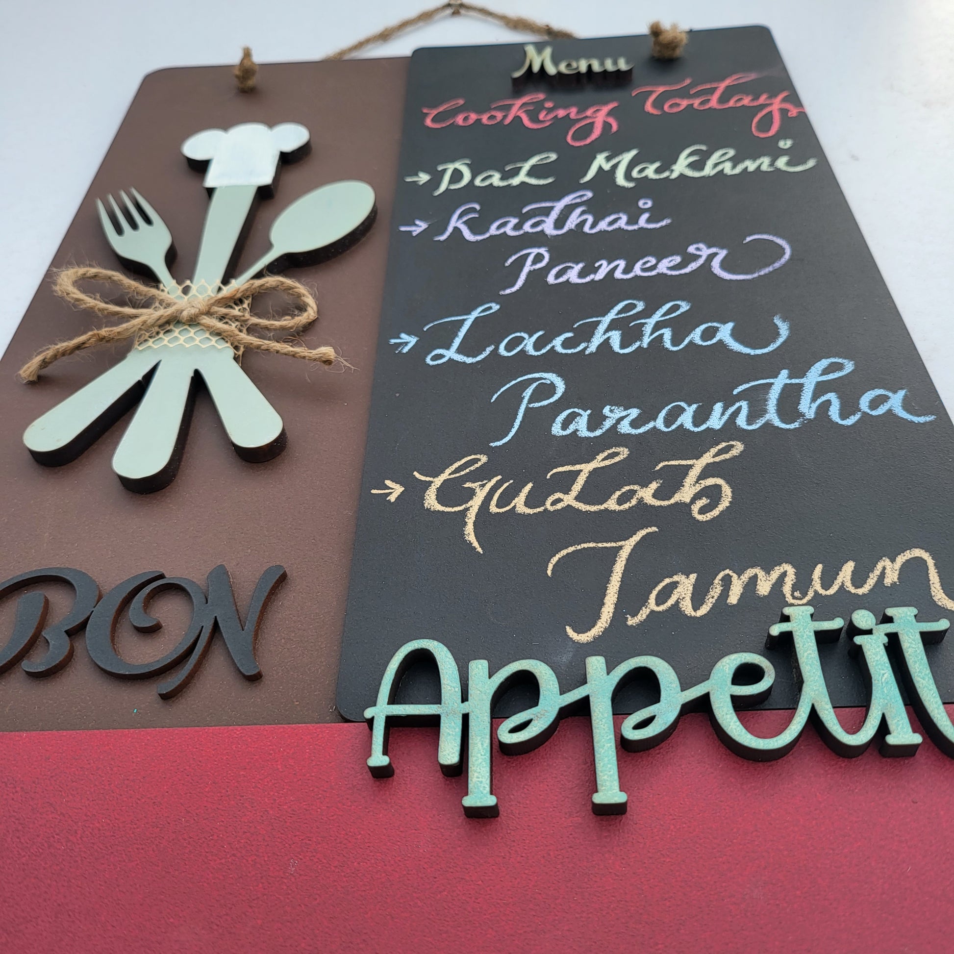 Bon Appetite Designer Kitchen Chalk Board With Hanging