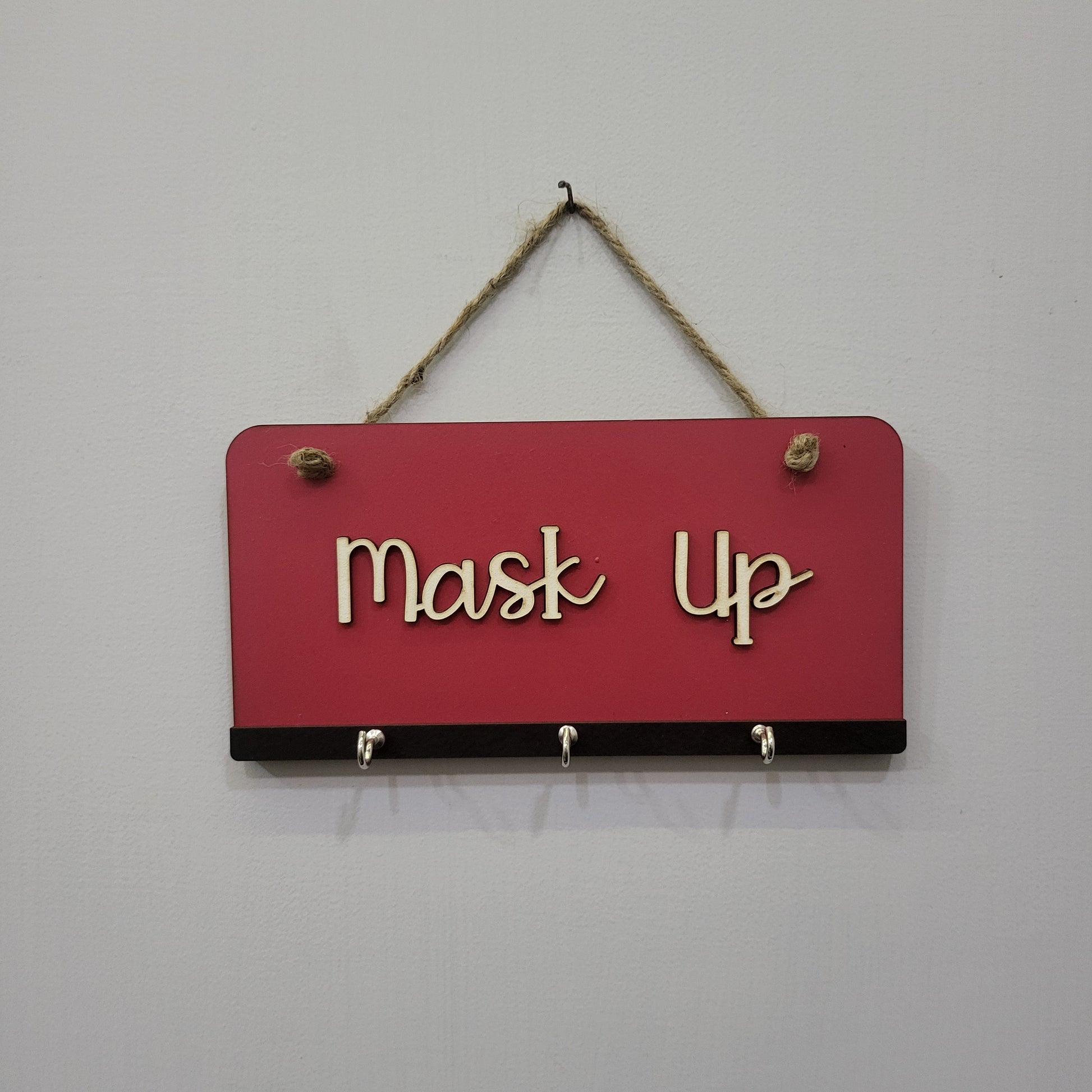 Up Key and Mask Holder With 3 Hooks For Personalization