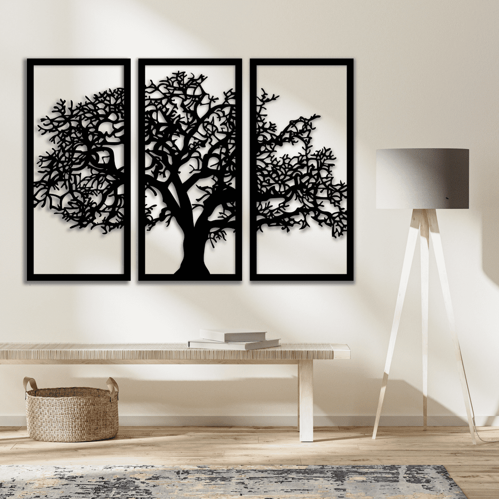 3D Wooden Tree Frame Wall Panel Set of 3