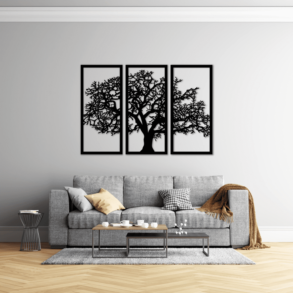 3D Wooden Tree Frame Wall Panel Set of 3