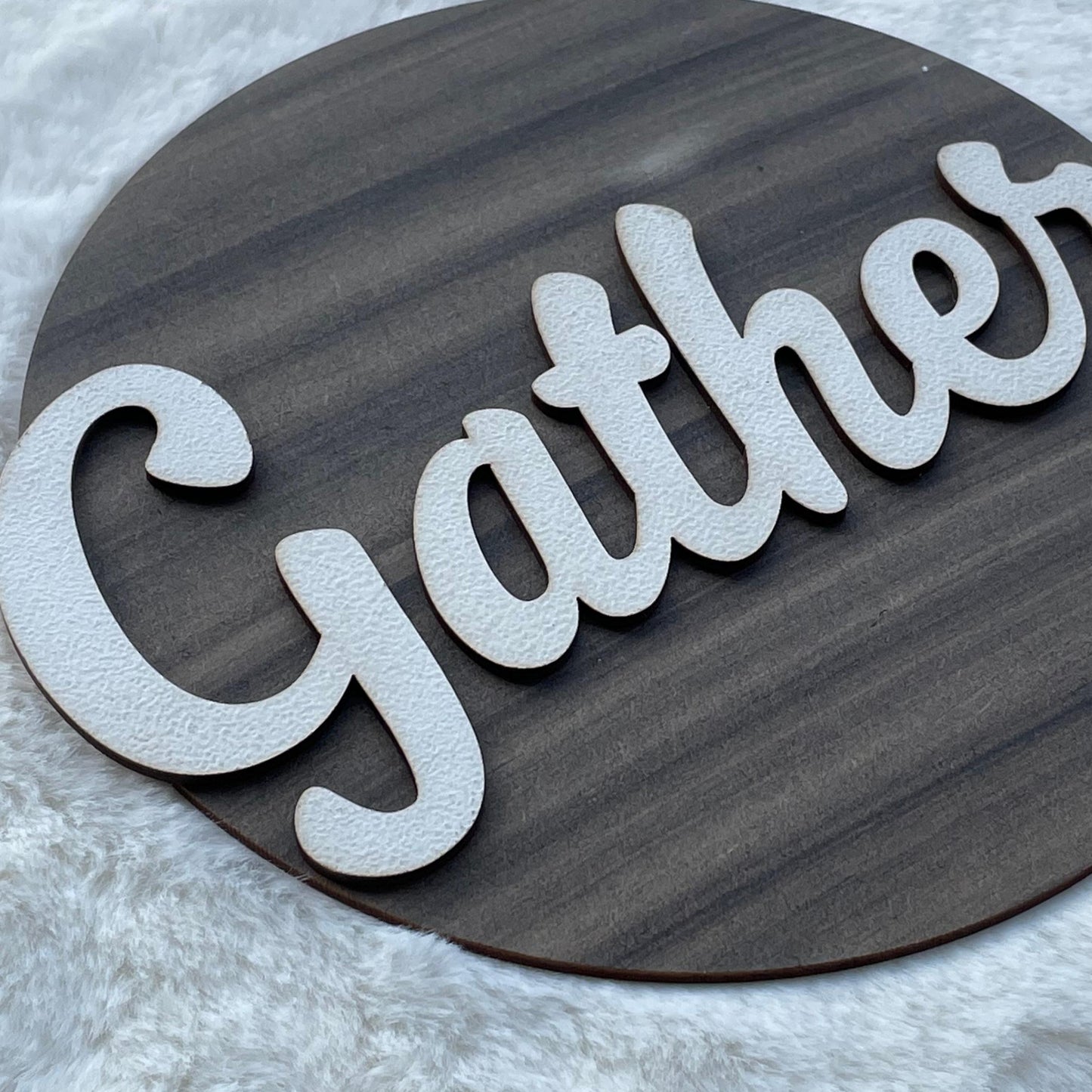 GATHER 3D Circle Wall Art With Sturdy Base and 3D Letters