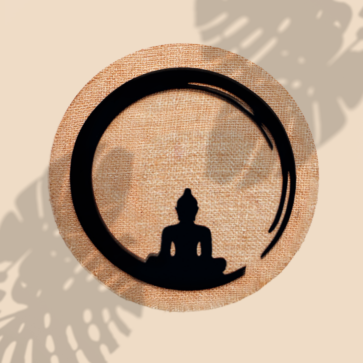 3D Round Buddha Wall Art With Jute Background
