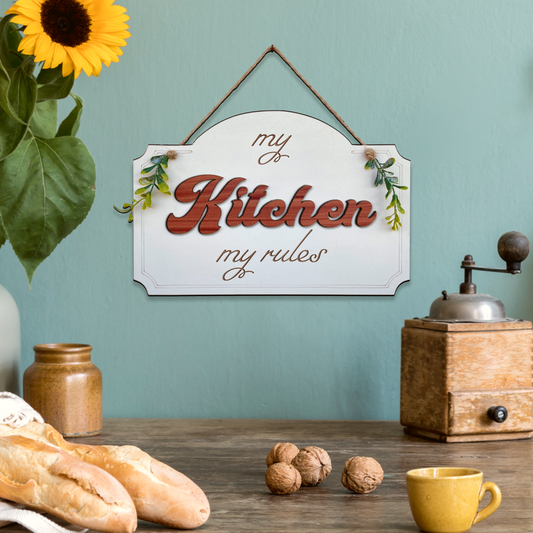 My Kitchen My Rules Wooden Wall Hanging