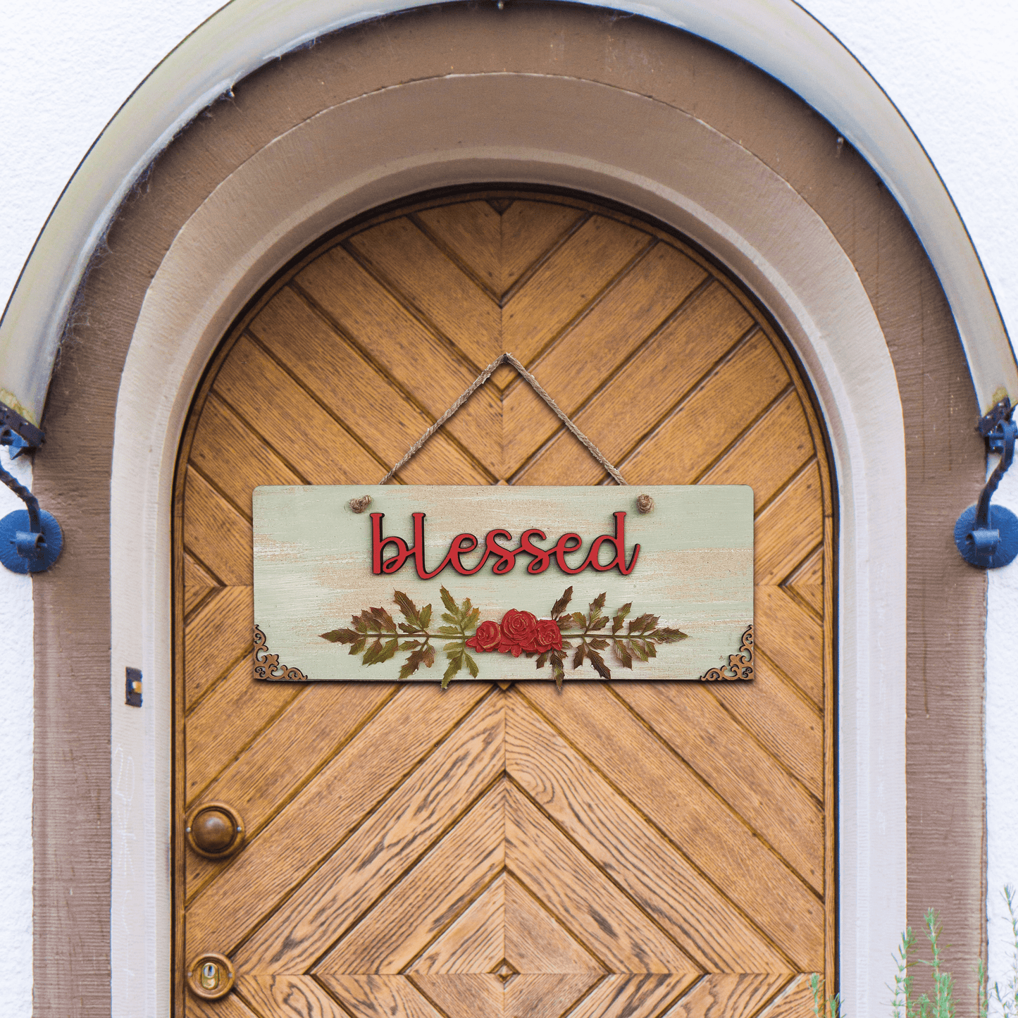 Blessed Quote Rustic Vintage Wooden Door or Wall Hanging