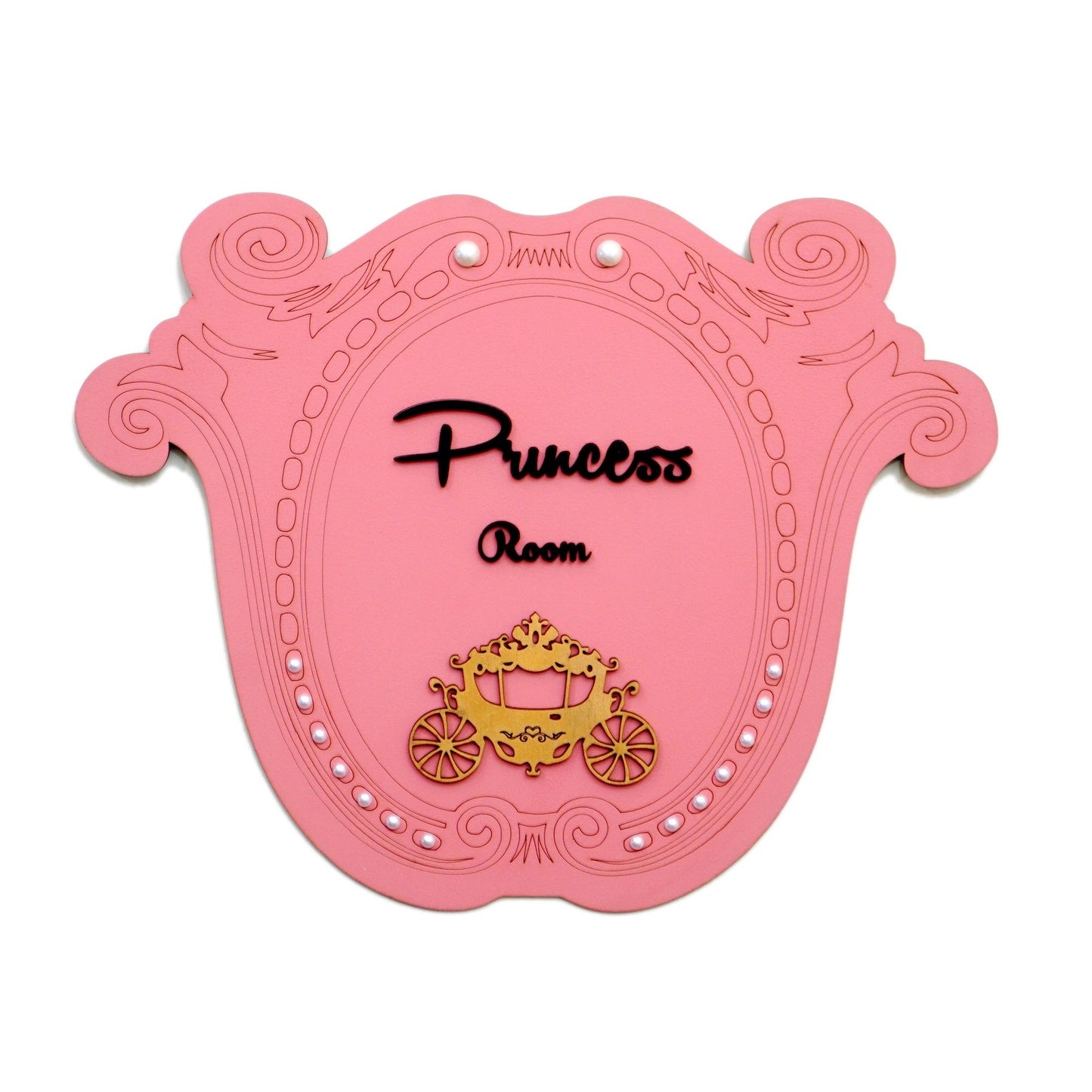 Royal Princess Room Wooden Wall Signage 14 X 11 Inches - Pink