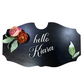Black Nameplate With Beautiful Flowers and Leaves