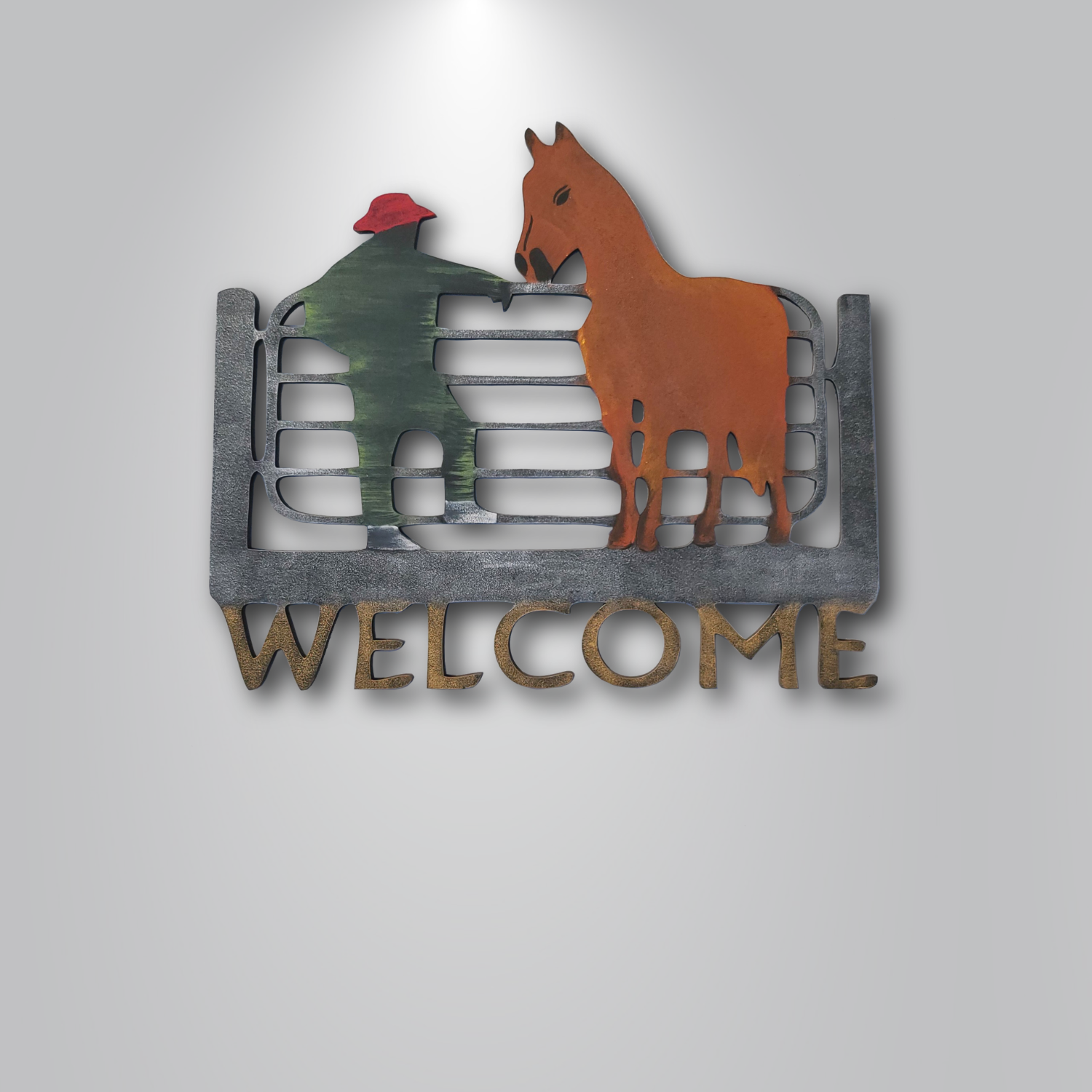 Man With A Horse Welcome Wall Art