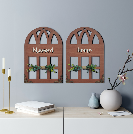 Blessed Home Quote Window Wall Art Set Of 2