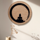3D Round Buddha Wall Art With Jute Background