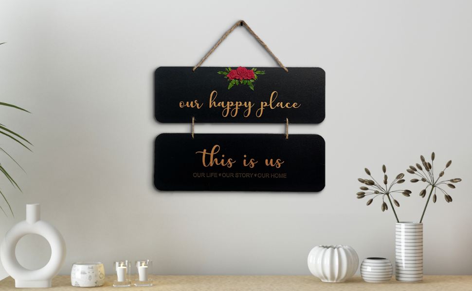 Our Happy Place 2 Layers Wooden Wall Hanging