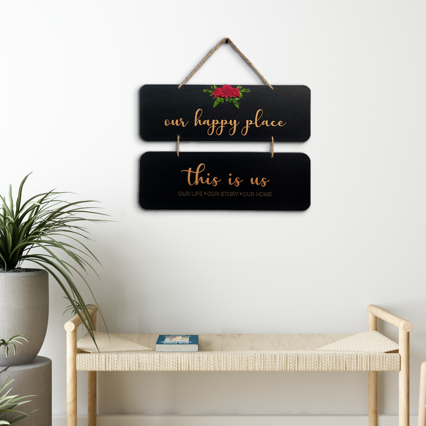 Our Happy Place 2 Layers Wooden Wall Hanging