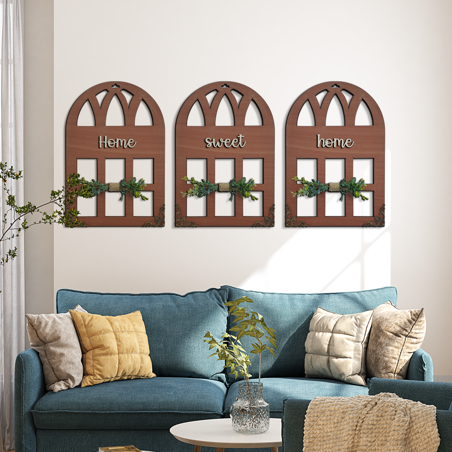Home Sweet Home Quote Window Wall Art Set of 3