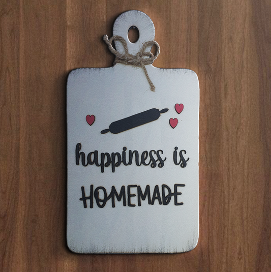 Happiness is Homemade Chop Board Wooden Wall Art for Kitchen, Café, and Restaurant