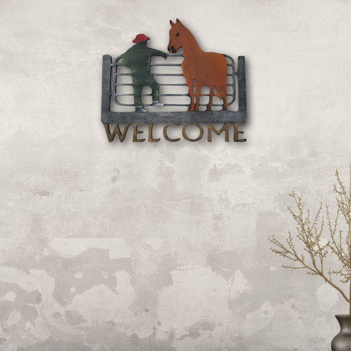 A Man With A Horse Welcome Wall Art