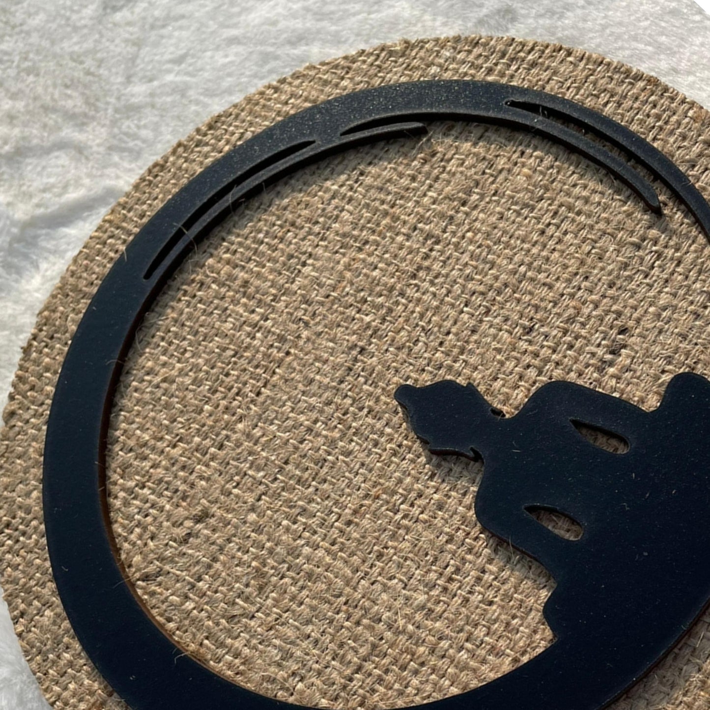3D Round Buddha Wall Art With Jute Background