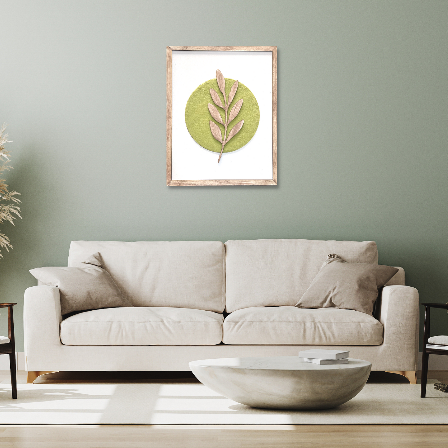 Botanical Modern Wooden Wall Frame Art Green