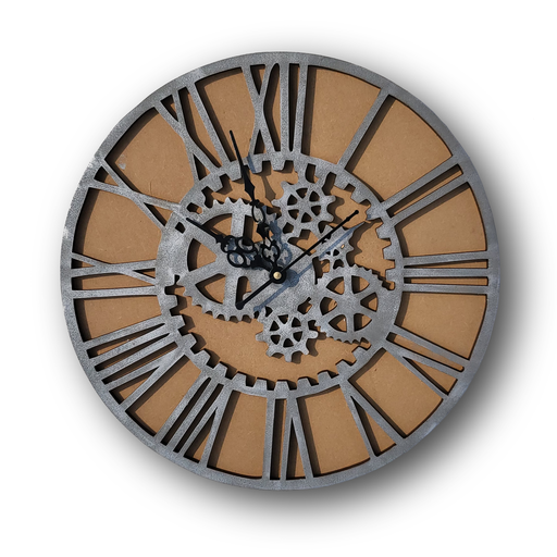 Designer Metal Finish Gear Rustic Wooden Wall Clock 12"