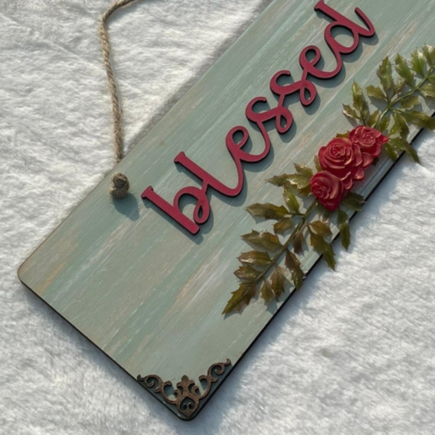 Blessed Quote Rustic Vintage Wooden Door or Wall Hanging