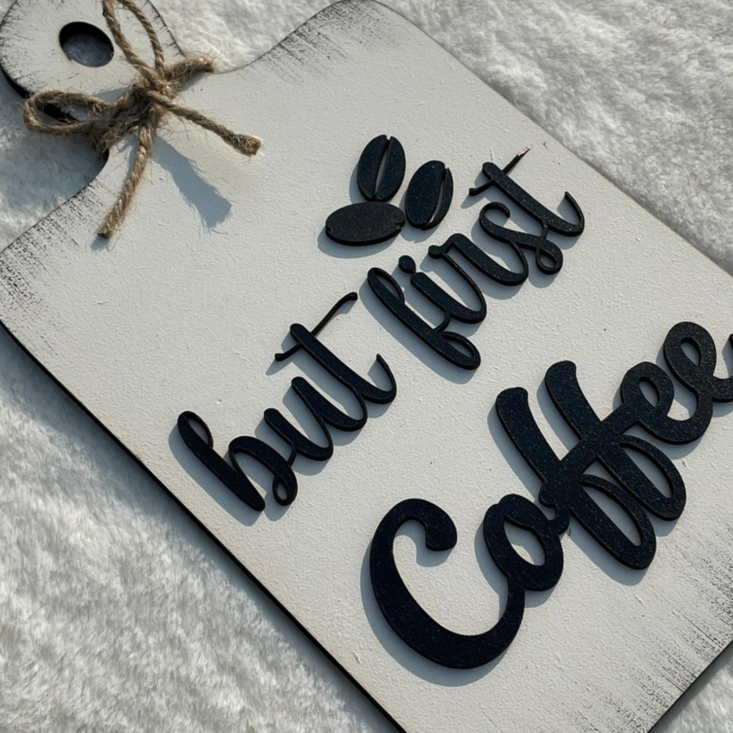 But First Coffee Quote Chop Board Wooden Wall Art for Kitchen, Café, and Restaurant