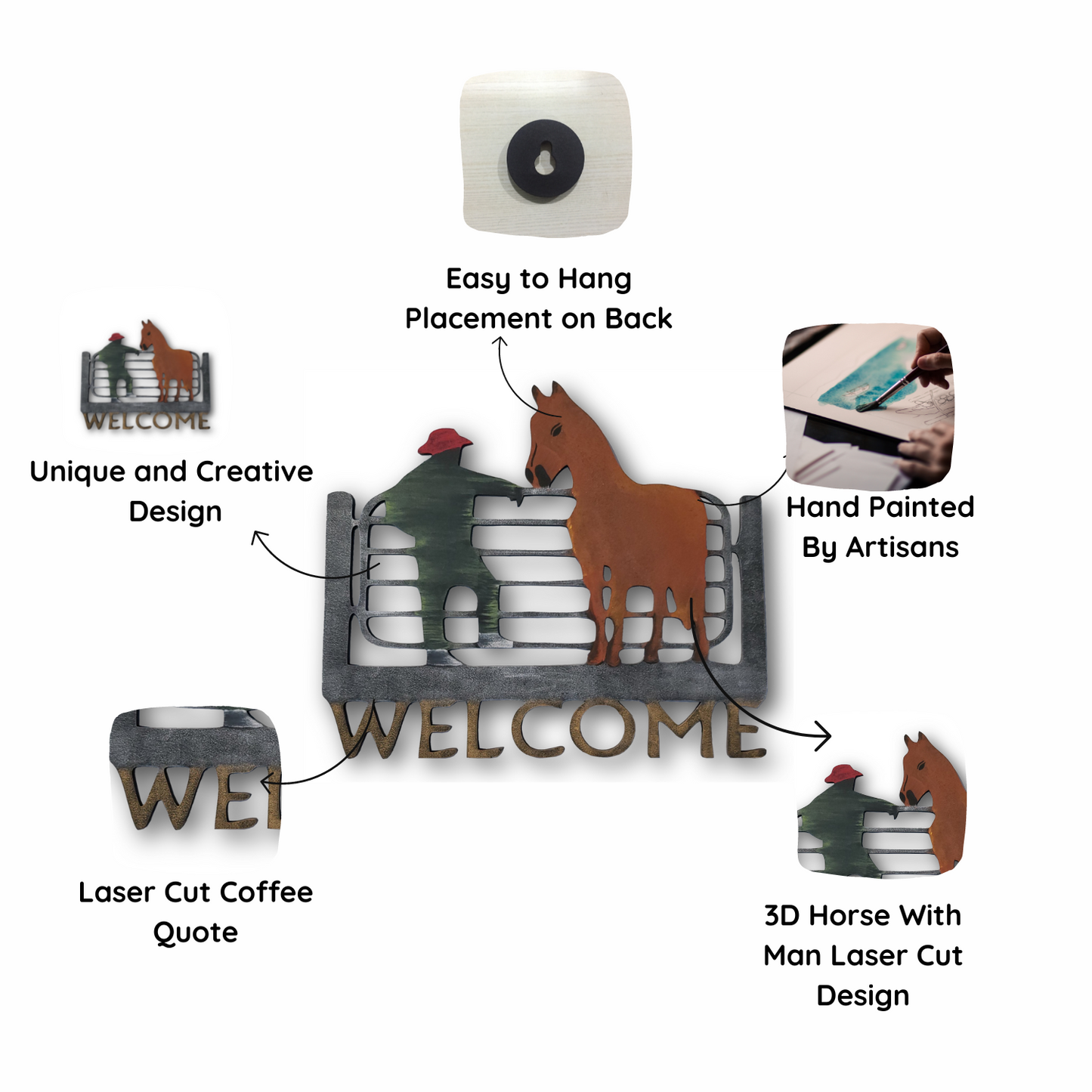A Man With A Horse Welcome Wall Art
