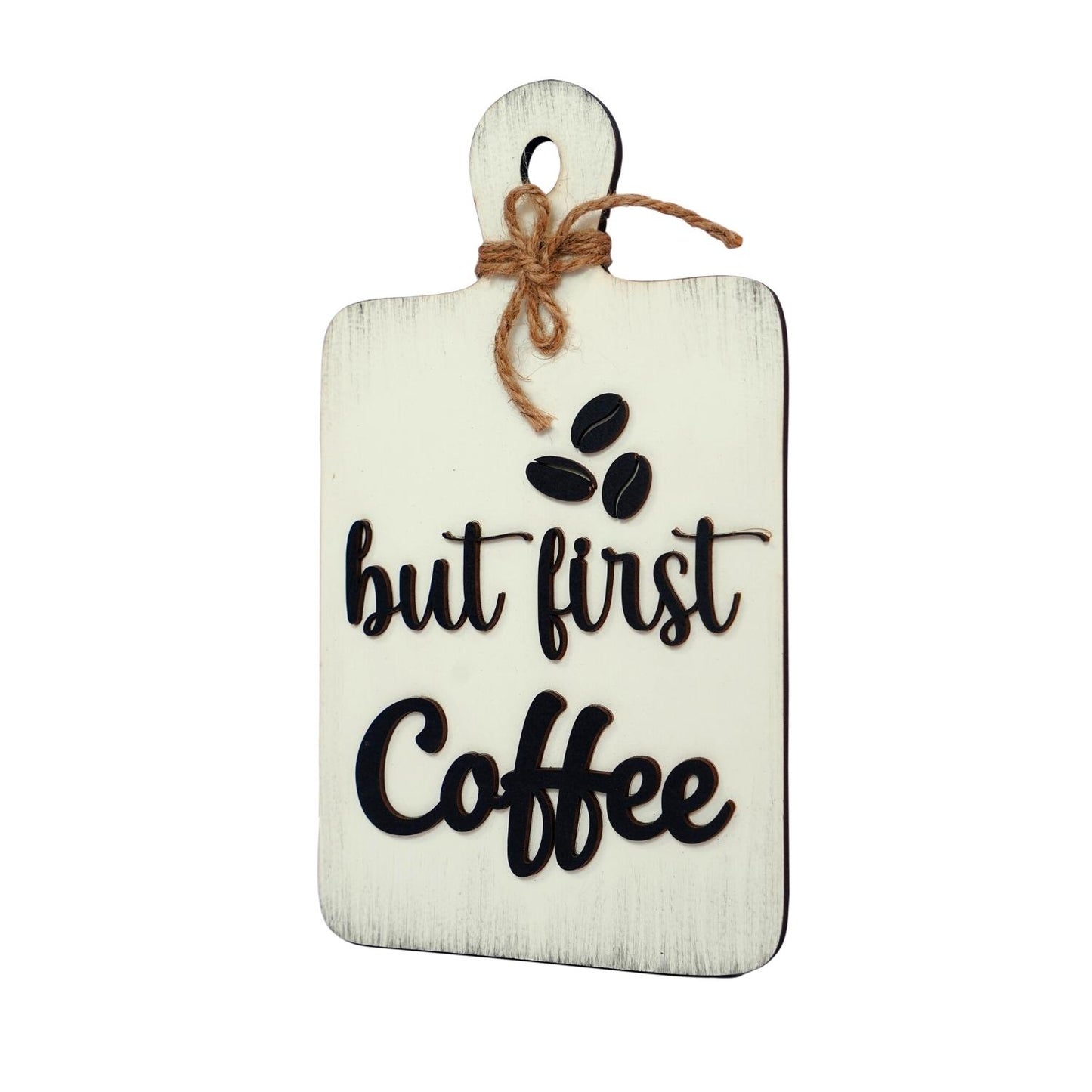 But First Coffee Quote Chop Board Wooden Wall Art for Kitchen, Café, and Restaurant