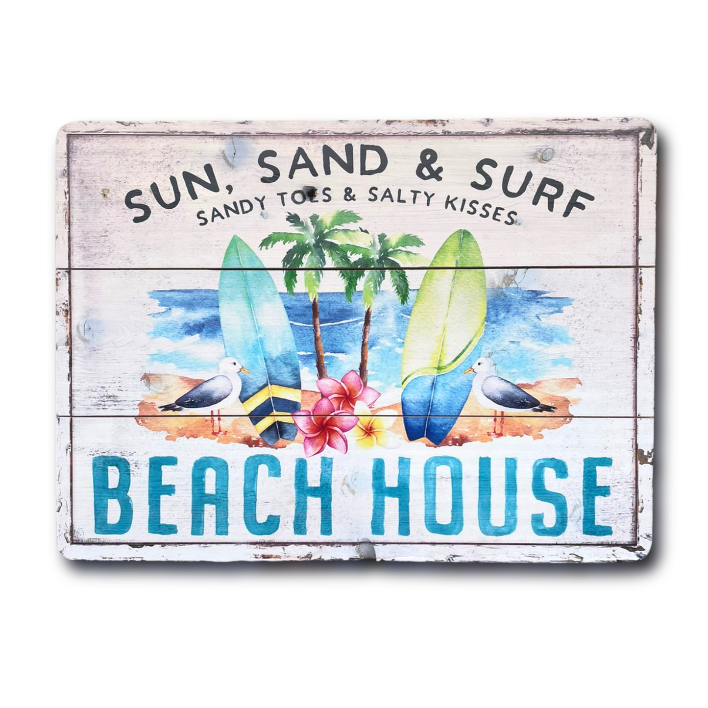 Wooden Rustic Summer Beach Sign Board Wall Art