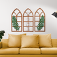 Gothic Botanical Window Wall Art Set of 3 Rustic Orange