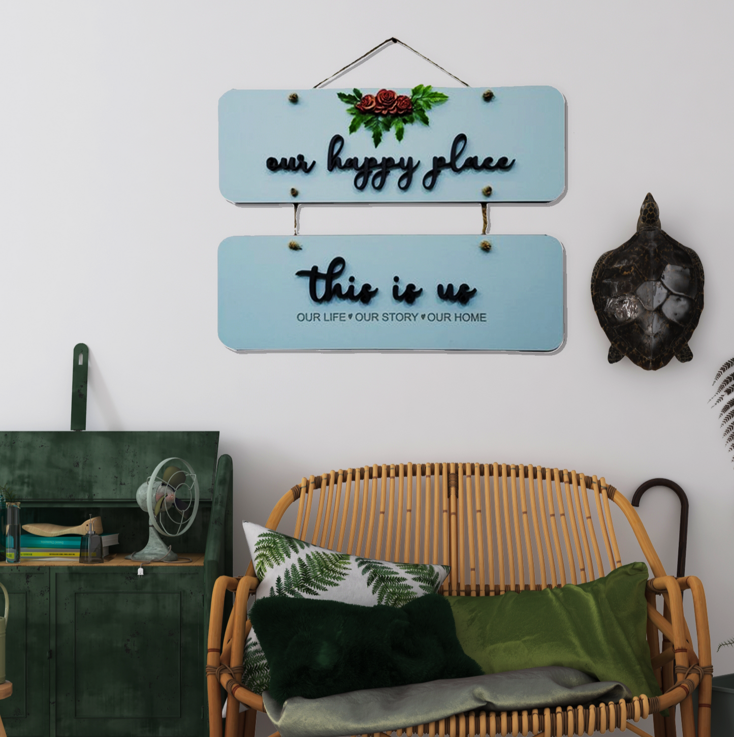 Our Happy Place 2 Layers Wooden Wall Hanging