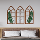 Gothic Botanical Window Wall Art Set of 3 Rustic Orange