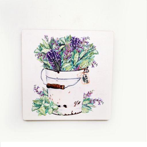 Herbs Rustic Bucket Planter Wooden Wall Art