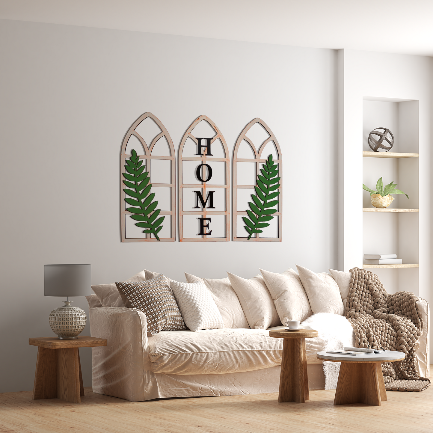Gothic Botanical Window Wall Art Set of 3 Rustic Orange