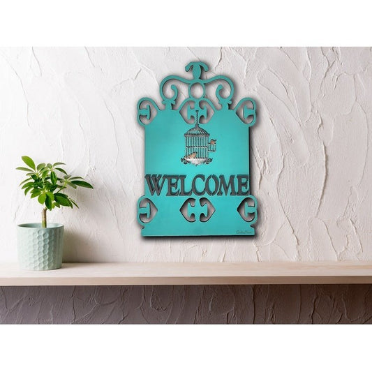Welcome Wooden 3D Vintage Pattern Grill Home Decor Art
