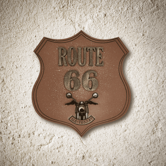 3D Wooden Vintage Rustic Route 66 Wall Art-Brown & Copper