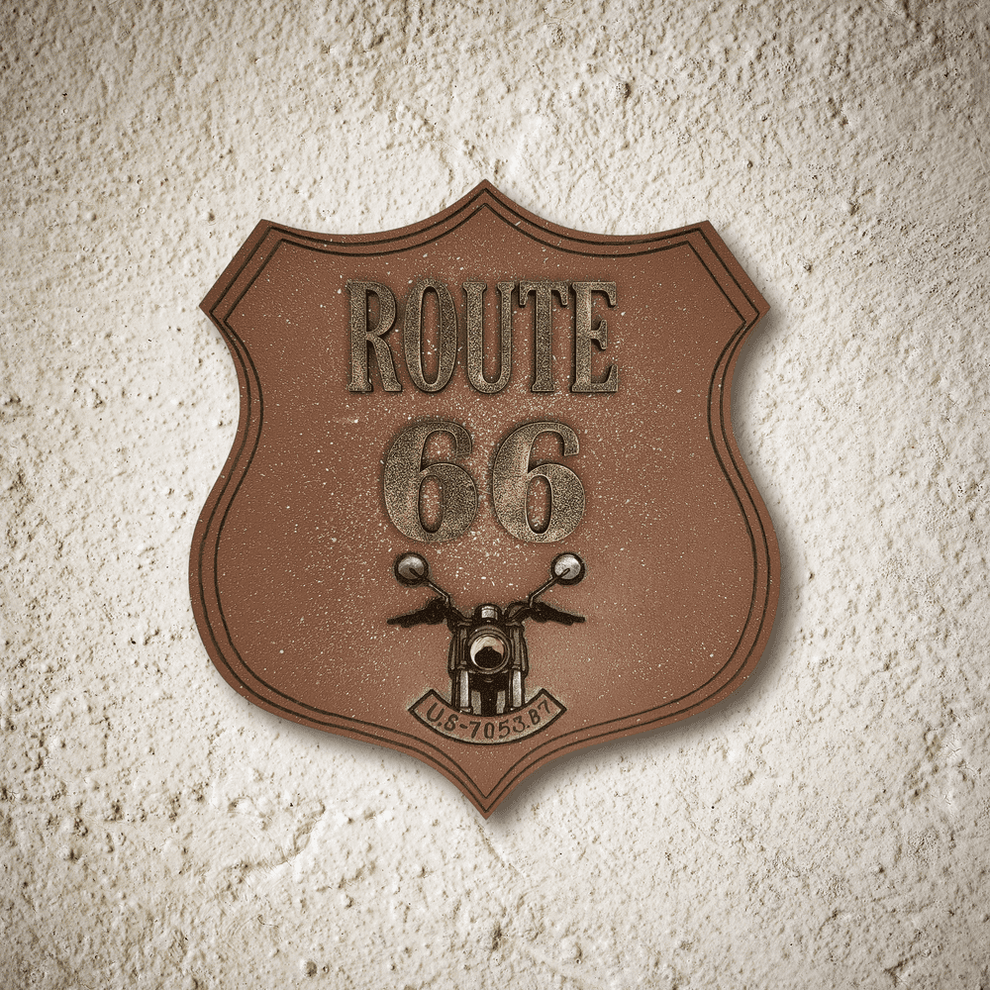 3D Wooden Vintage Rustic Route 66 Wall Art-Brown & Copper – Chalk My Theme