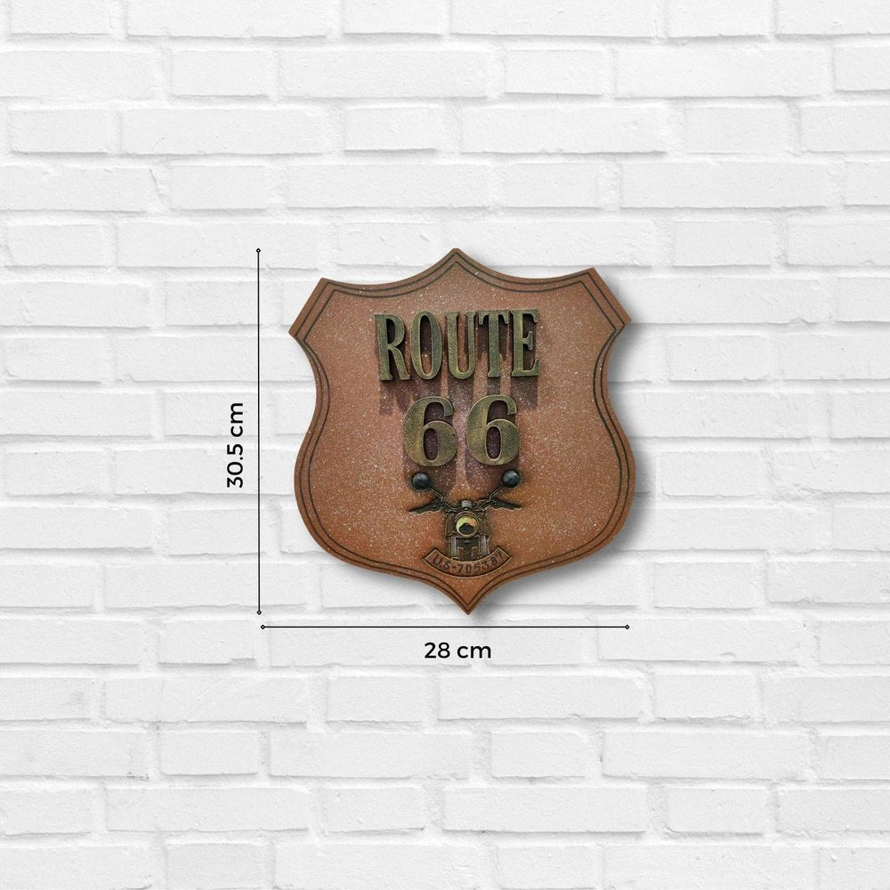 3D Wooden Vintage Rustic Route 66 Wall Art-Brown & Copper