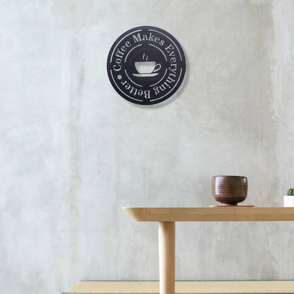 Coffee Quote Wooden Wall Signage 11 Inches Black