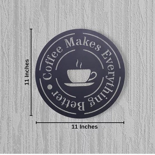 Coffee Quote Wooden Wall Signage 11 Inches Black