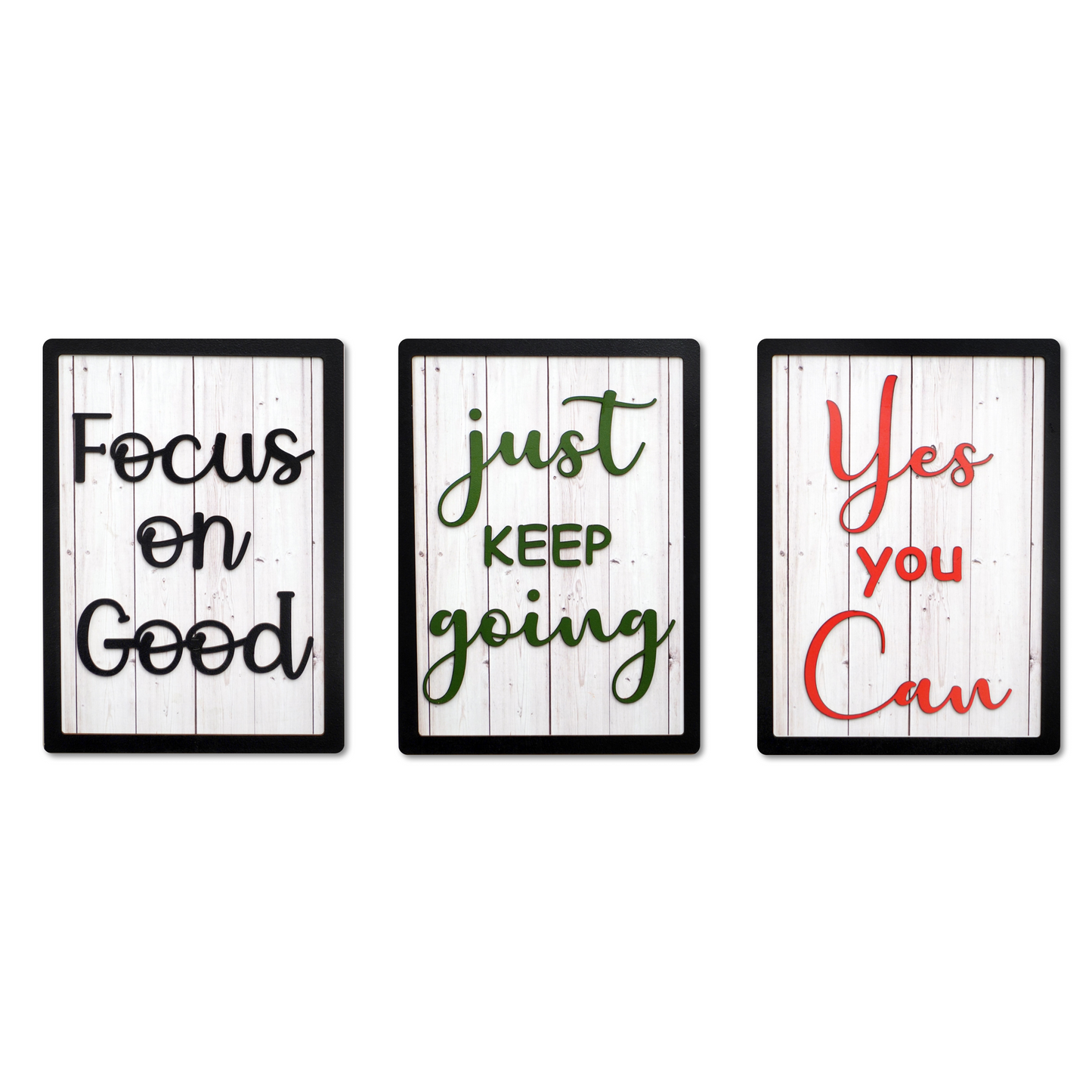 YES YOU CAN, JUST KEEP GOING, FOCUS ON GOOD Motivational Quotes Set of 3