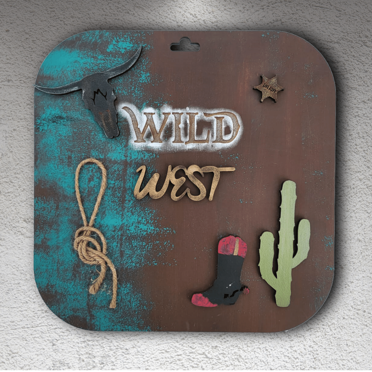 Wild West Farmhouse Theme Wooden Wall Home Décor Art For Personalization