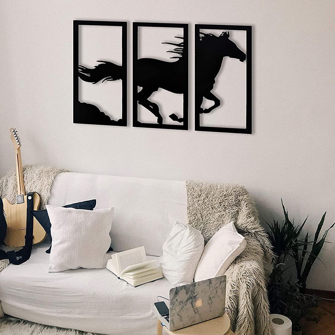 3D Horse Wall Hanging Set of 3