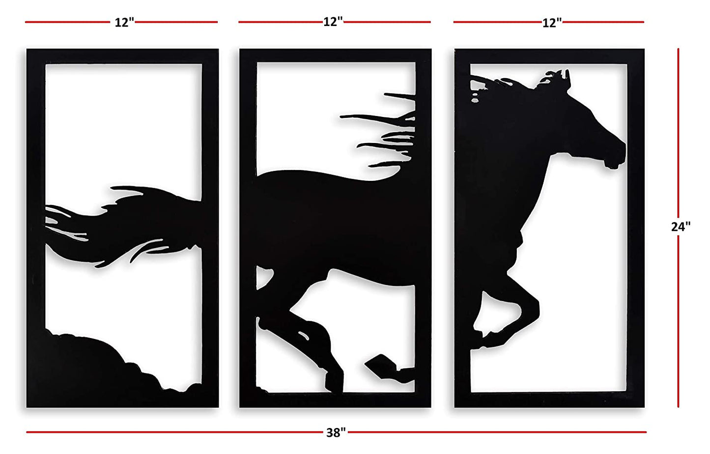 3D Horse Wall Hanging With Rustic Background Set of 3